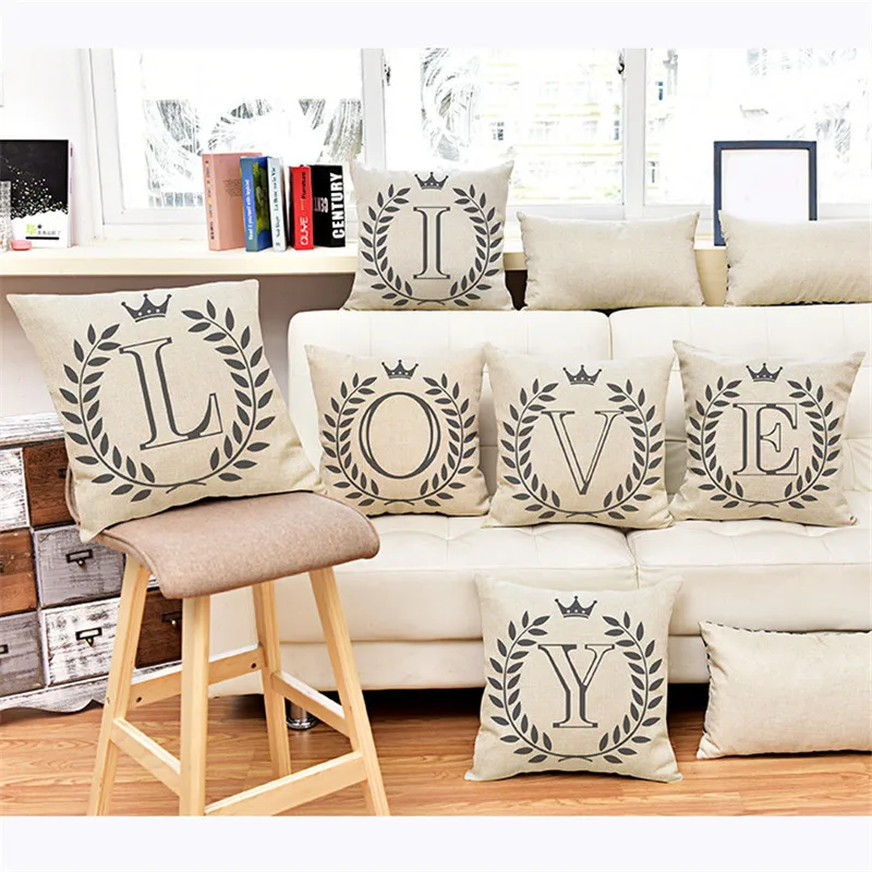 

Decorative Pillows Cushion Cover 45x45cm Pillow Cover Home Sofa Decor Pillow Case Housse De Coussin Printed Letter Kussenhoes