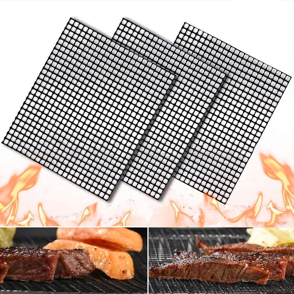 3 шт./компл. 40*33 см барбекю сетка grillmats гриля и выпечки коврики под старину многоразовые гриль сетки термостойкие решетки барбекю коврик с антипригарным покрытием коврик