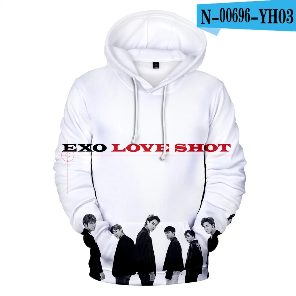 Kpop Bang Store EXO Love Shot толстовки с 3D принтом для женщин/мужчин модные толстовки с капюшоном и длинным рукавом Лидер продаж повседневные толстовки - Цвет: Небесно-голубой