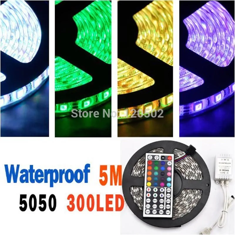 DC 12V 30 Вт 5050 300 светодиодный 5 м Водонепроницаемый IP65 RGB полосы светильник A + 44