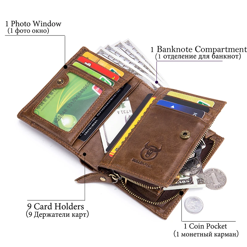 EteCla Brand Genuine Leather Coin Purse Men Wallet Male Carteras Kashelek Portomonee Fashion Money Bag Partmone Cuzdan Portmann | Багаж и
