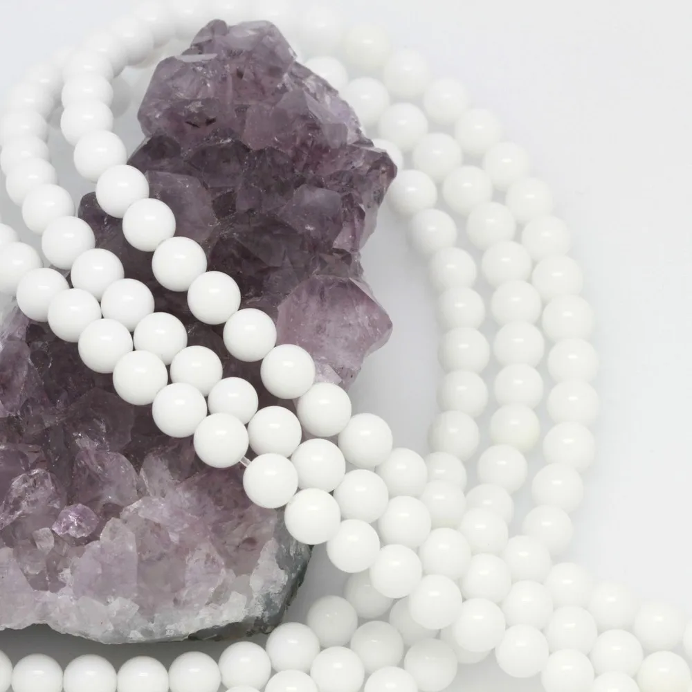 Оптовая продажа полудрагоценные камни круглой формы 4 мм белый фарфор (керамика)