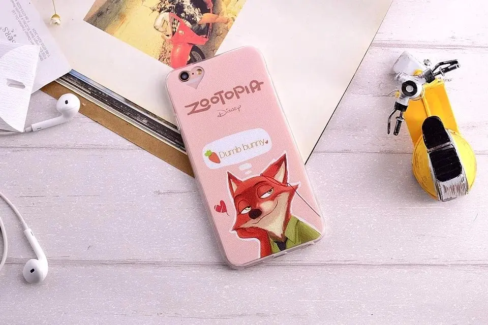 Zootopia Heart-shaped Pattern Silk Phone Case for iphone 6 6s plus Back Fundas Cover Coque Capa Para Flash Nick Fox Wilde |