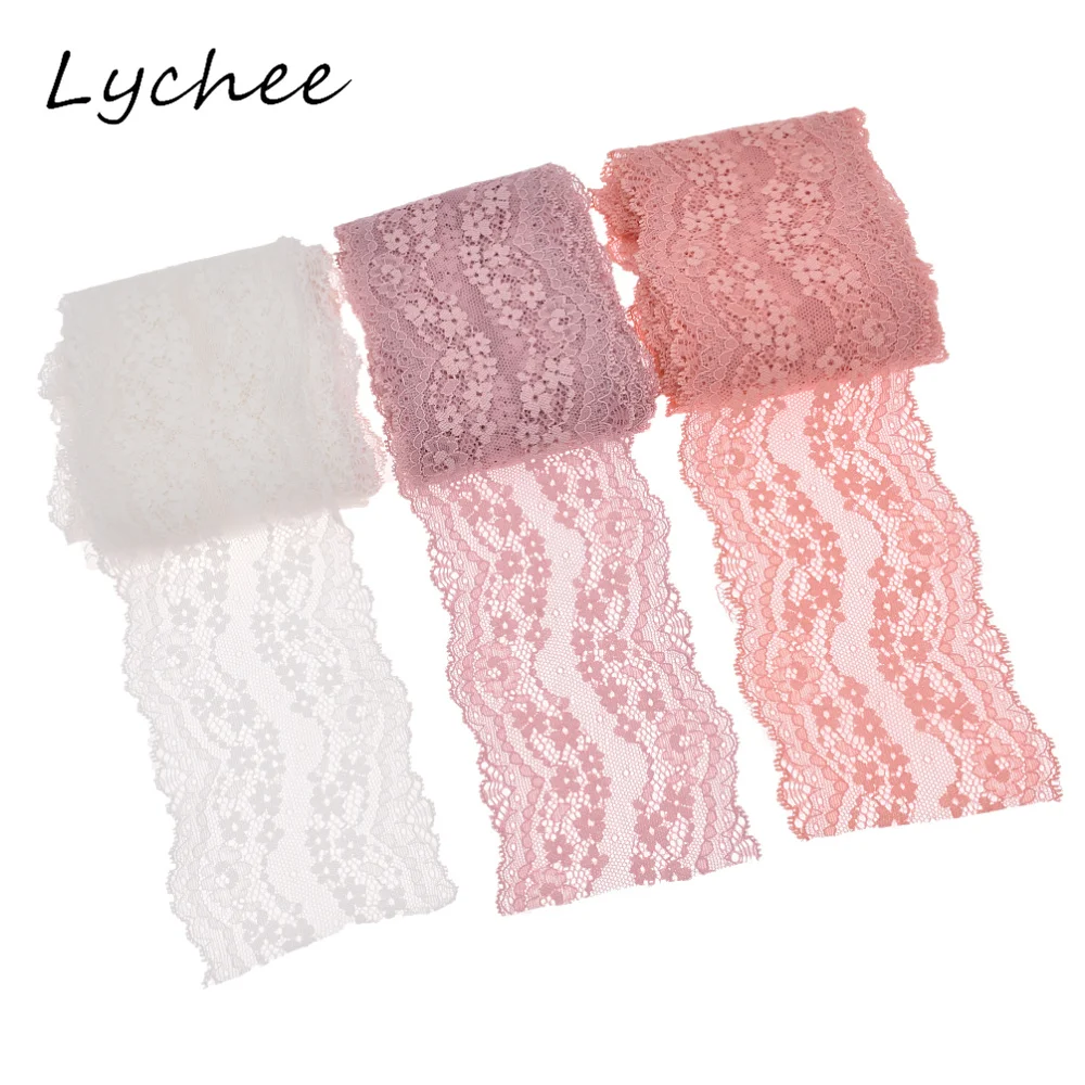 Lychee 5 ярдов полиэстер волокно цветочный вышитый кружевной отделкой мягкая