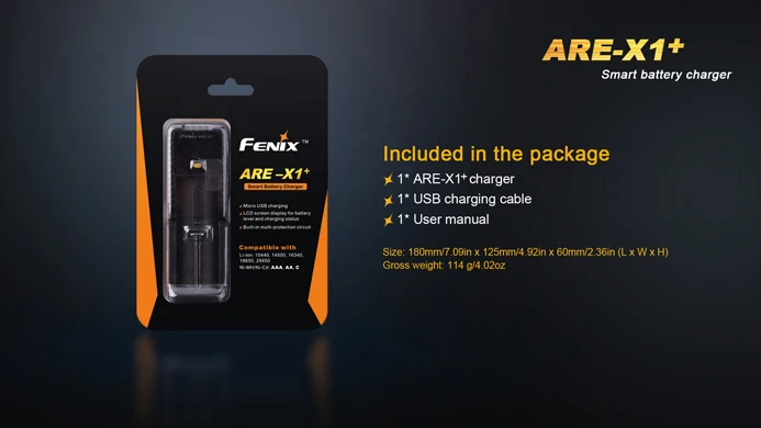 Fenix ARE X1 + умный ЖК дисплей Li Ion USB интеллектуальное зарядное устройство для 18650 26650 AA
