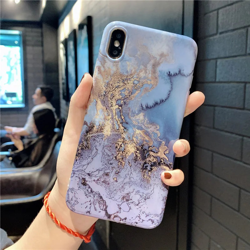 Lovebay мраморный чехол для телефона для iPhone 6, 6s, 7, 8 Plus, X, XR, XS, Max, модный абстрактный художественный мягкий IMD чехол для iPhone X, чехол для телефона - Цвет: T2