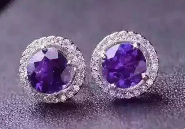 Platinum Plated Простой дизайн, серьги с аметистом, Твердое Серебро 925 пробы, натуральный 5 мм* 5 мм, аметист, круглые серьги из серебра 925 пробы - Цвет камня: Platinum Plated