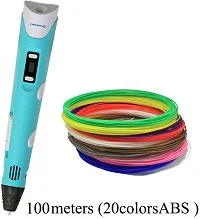 Blue 100meter ABS DEWANG 3D Ручка Scribble ручка 200 м ABS нити 3d принтер рождественские подарки печать Ручка 3D карандаши для школы гаджет в Москву - Цвет: Blue 100meter ABS