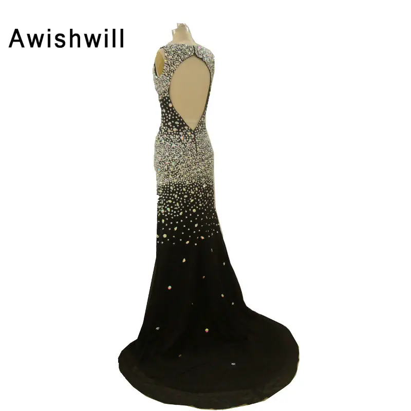 Модные шифоновые длинные вечерние платья с открытой спиной и разрезом спереди 2020