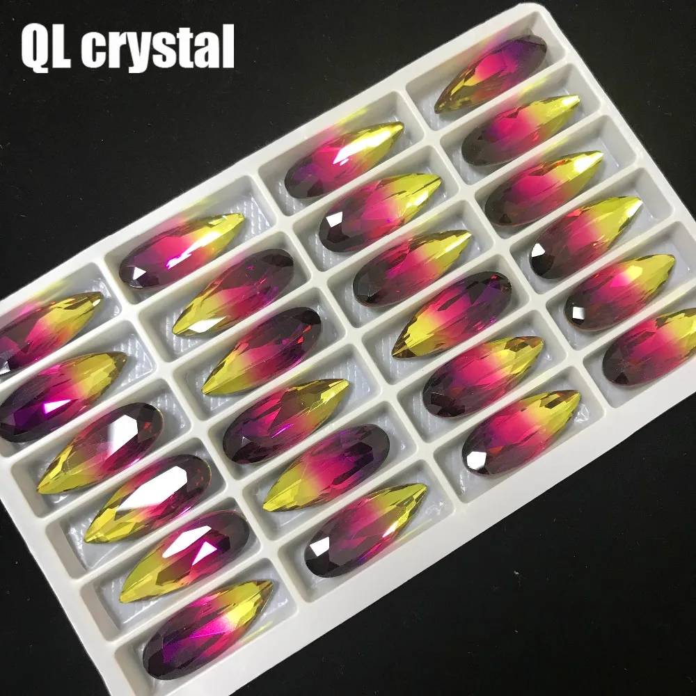 QL Crystal Tourmaline Glass 10x20mm Drops Pointback Fancy Stone for DIY garment bags shoes Jewelry accessory | Дом и сад