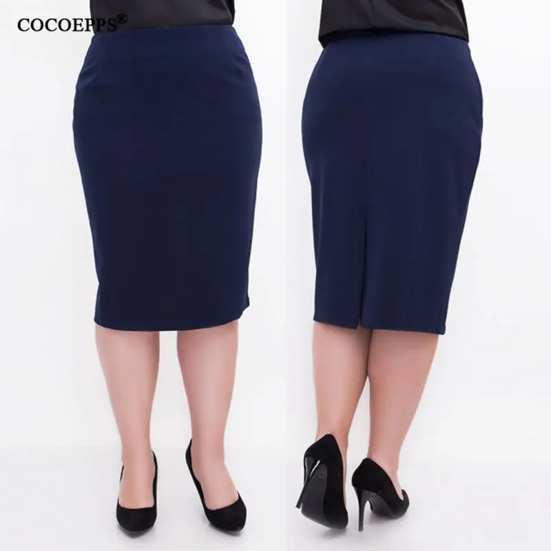 

5XL 6XL Women Sexy Fashion Summer Skirt 2019 OL High Waist Plus Size New Bodycon Pencil Skirt Slim Elegant Casual Skirts Black