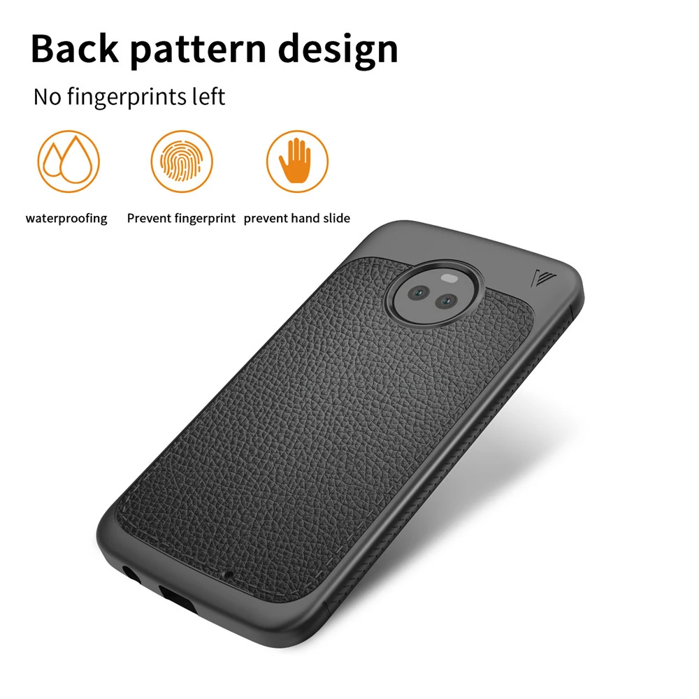 Силиконовый ударопрочный чехол для Motorola Moto X4 Litchi зернистая кожа Мягкий ТПУ
