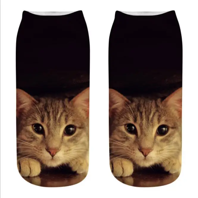 wholesale-free shipping Kitty 3D printed socks short tube female boat hot women | Женская одежда