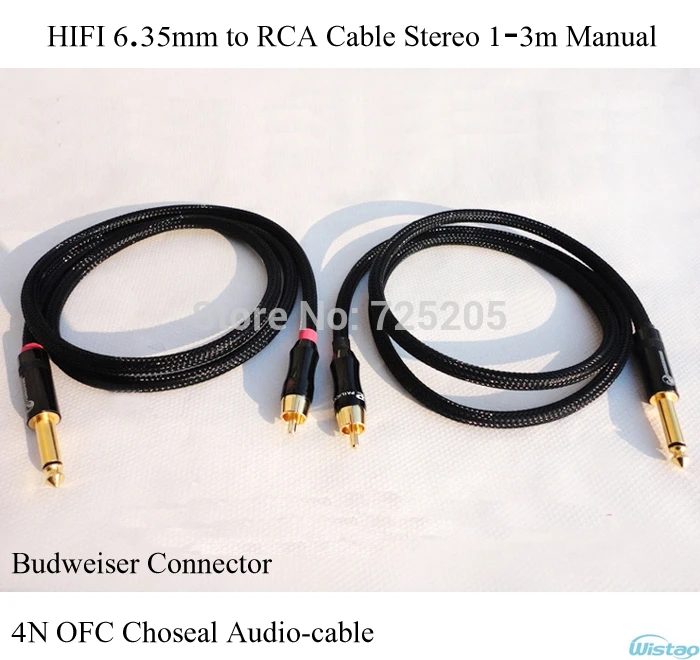 Hi Fi 6 35 мм к RCA кабелю стереоразъем Budweiser позолоченный штекер 4N Choseal OFC аудио кабель