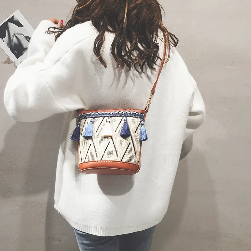 2019 тканая женская сумка через плечо сумочка в богемном стиле летние соломенные