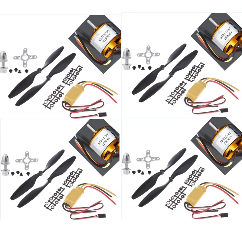 4 комплекта A2212 1000KV/2200KV бесщеточный двигатель + 30A ESC (BEC 2A/5 V) 1045 пропеллер (1 пара)