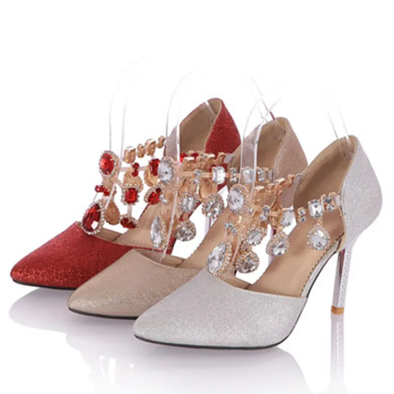 ENAMYLA/женские блестящие туфли-лодочки со стразами и острым носком Женские