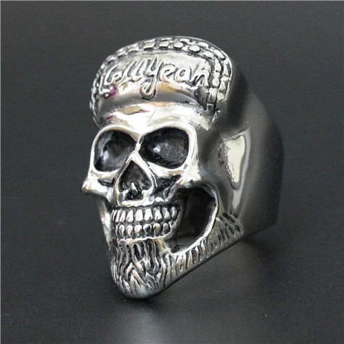 Мужское кольцо с тяжелым черепом из нержавеющей стали 316L размер 8-14 | Украшения и