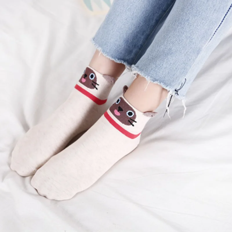 Новые модные милые животные женские хлопковые носки Kawaii летние короткие носки тапочки Для женщин Повседневное мягкие забавная лодка носки