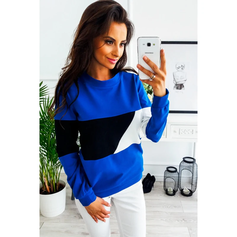 

Contact Color Hoodies Sweatshirt Women Autumn Nice Fashion New Loose Sweatshirt Casual Femme Pullover Jumper Streetwear Tops
