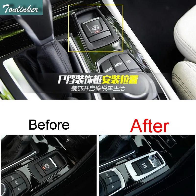 

Tonlinker 1 PCS Car Styling ABS Chrome Electronic Handbrake P Block Light Cover Case Stickers for Bmw 2 Series 218i Accessories