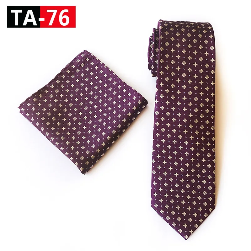 TA-76 Classic Novelty 23 Style Mens Tie Pocket Square Set Silk Paisley Flower Floral Gird Necktie Set Business Wedding Party Tie Set - Цвет: TA-76