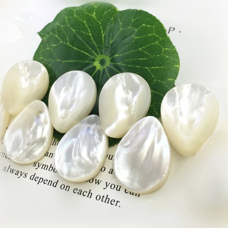 100 шт./лот пробуренных белый Природный груша Mother of Pearl бусины Teardrop Перламутр для