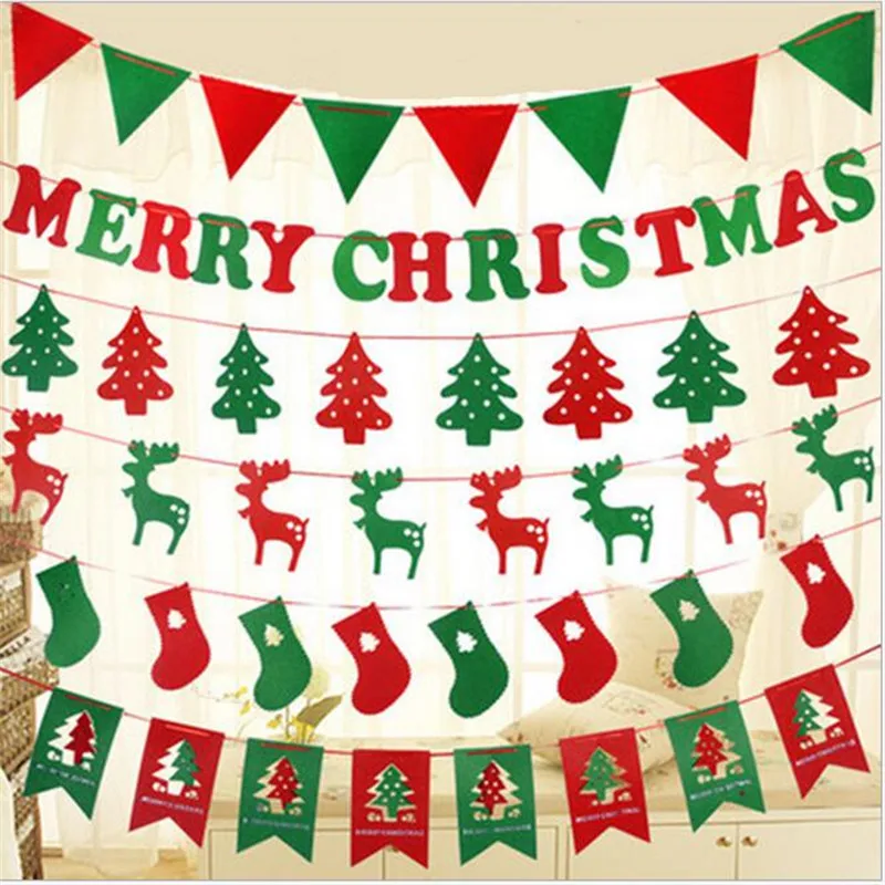 

8PCS Christmas Banners Santa Claus Banner Snowman Elk Flag Xmas Trees Banners Decor 2022 Merry Christmas Decor For Home