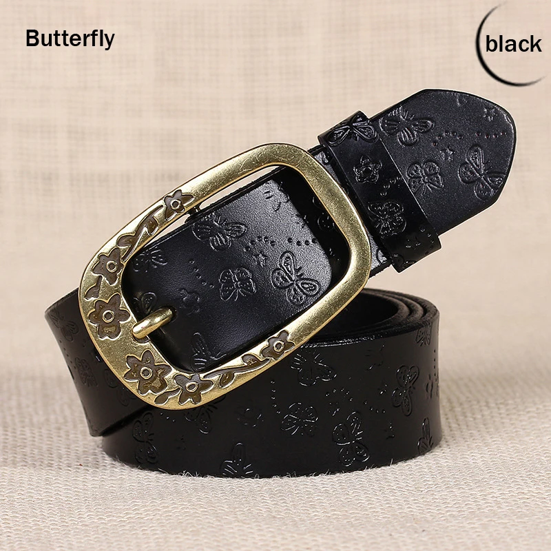 Ремень из натуральной кожи Женский модный широкий пояс в стиле ретро с винтажной