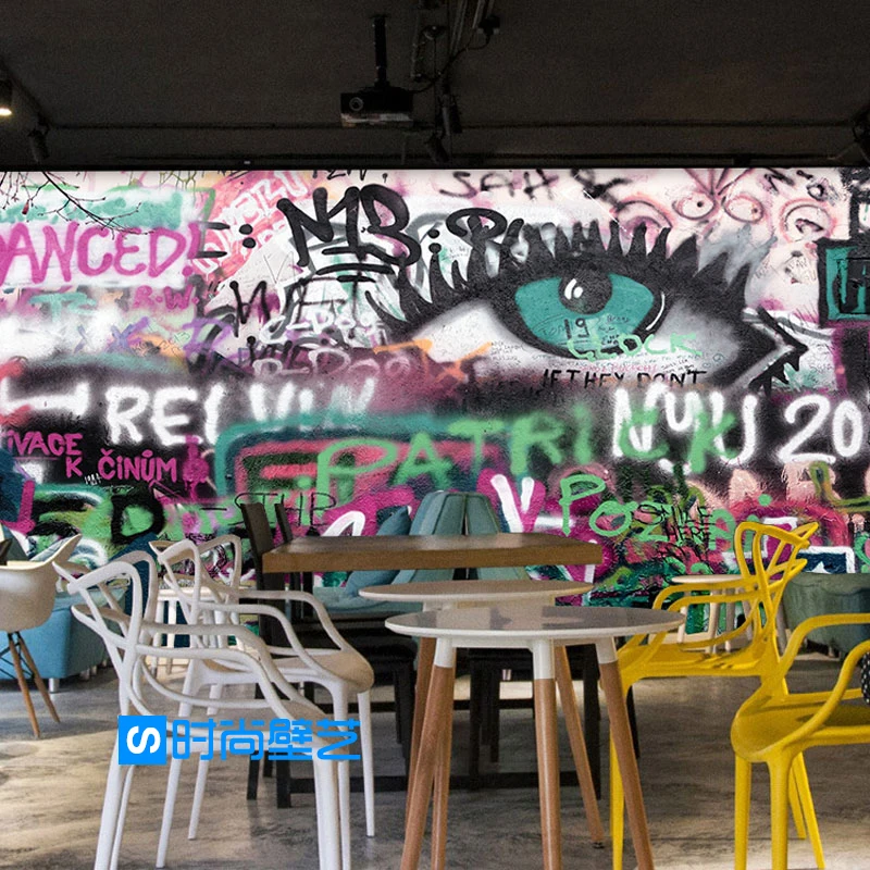 

Custom 3d mural wallpaper 3D personality graffiti style background wall restaurant bar lounge KTV coffee shop wallpaper mural