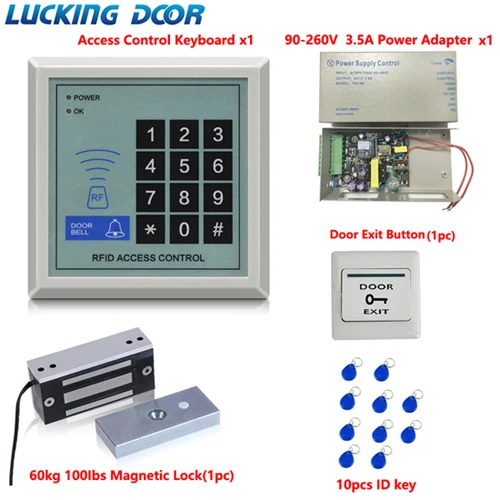 access control kit01 LUCKING дверь RFID Бесконтактная карта 125 кГц система контроля допуска к двери Входная система 100lbs магнитный замок комплект - Цвет: access control kit01