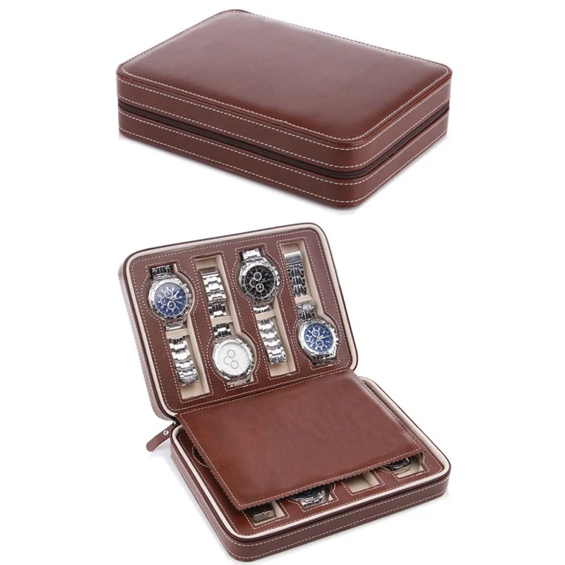 

2 4 8 Slot /Grids Leather Watch Box Portable Travelling Watch Bag Storage Watches Display Box Case Jewelry Collector Case Gift