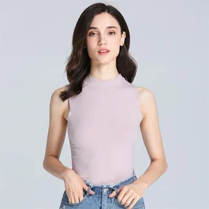Базовая майка с ложным воротником, Женская рифленая блузка с необработанными краями для ношения одежды