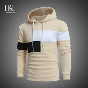 Модная мужская приталенная толстовка с капюшоном, свитшот, куртка, зимняя теплая верхняя одежда, Повседневный пуловер в стиле пэчворк с цветными блоками, толстовки в стиле хип-хоп