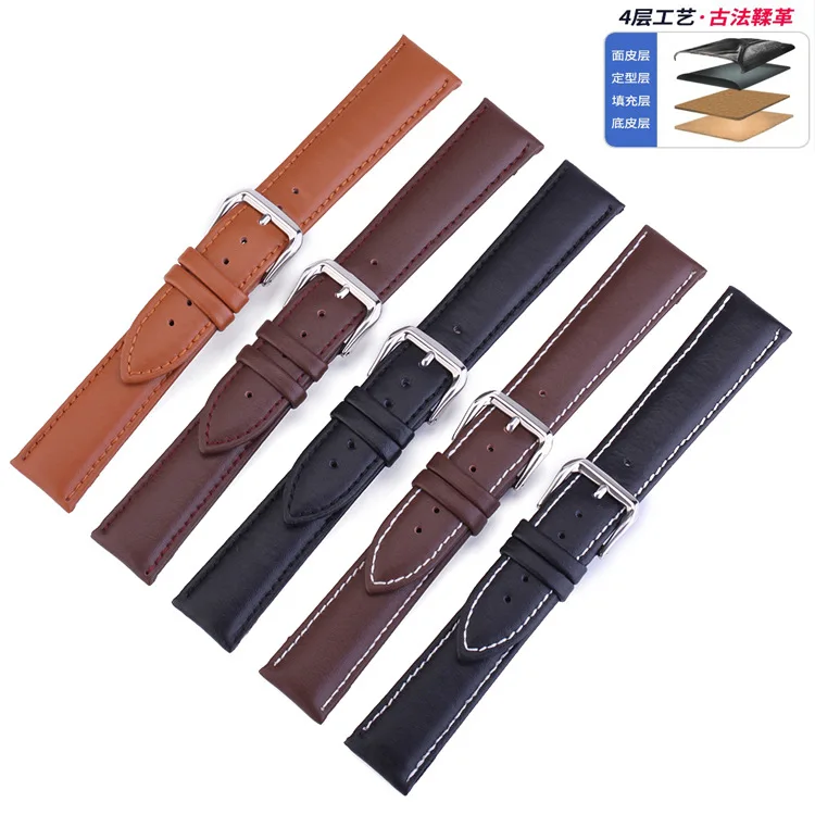 Smooth Genuine Leather Watch Bands Full Size Men Women Replacement Straps 12/14/16/18/20/22/24 mm Width Watchband | Наручные часы