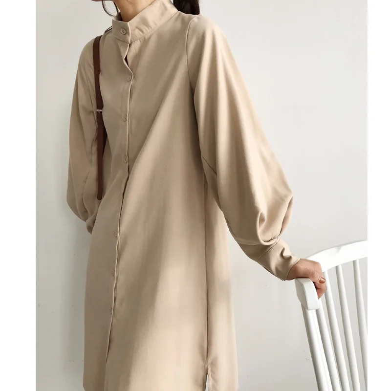 Женское длинное платье рубашка повседневное свободное уличное большого размера