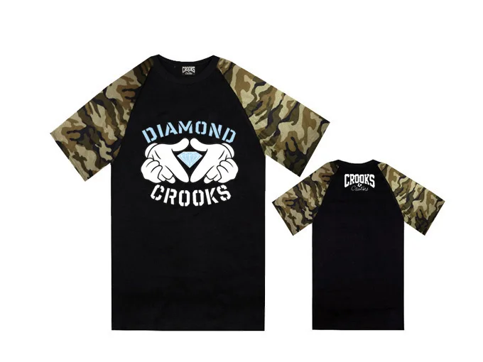 New summer Men's t-shirt /Brand Crooks and Castles new design camo sports t shirts male high quality print casual tee | Мужская
