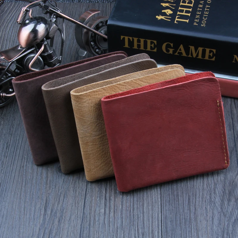 Натуральная кожа винтажные мужские кошельки хит продаж Crazy Horse держатель для карт