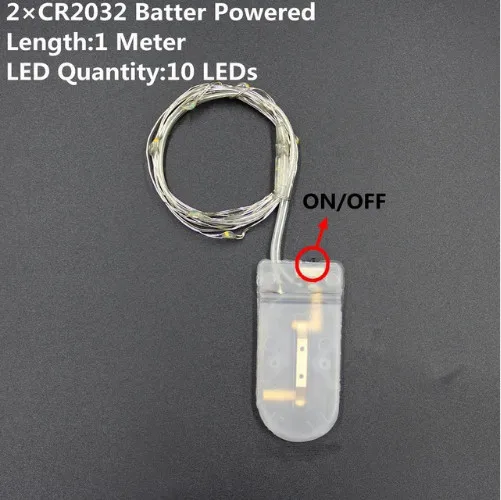 CR2032 1M 10leds Батарея батарейках светодиодный гирлянда Медь серебряной проволоки 1 м 2 м 5 м 10 м светодиодная гирлянда DC 5 V USB Рождественский Декор лампы для свадьбы, вечеринки строка - Испускаемый цвет: CR2032 1M 10leds