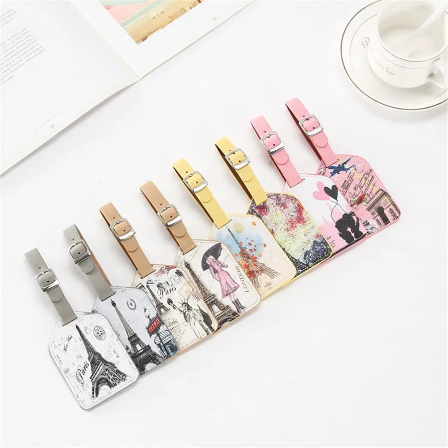 Zoukane винтажный кожаный чемодан с Эйфелевой башней этикетка для багажа подвесная