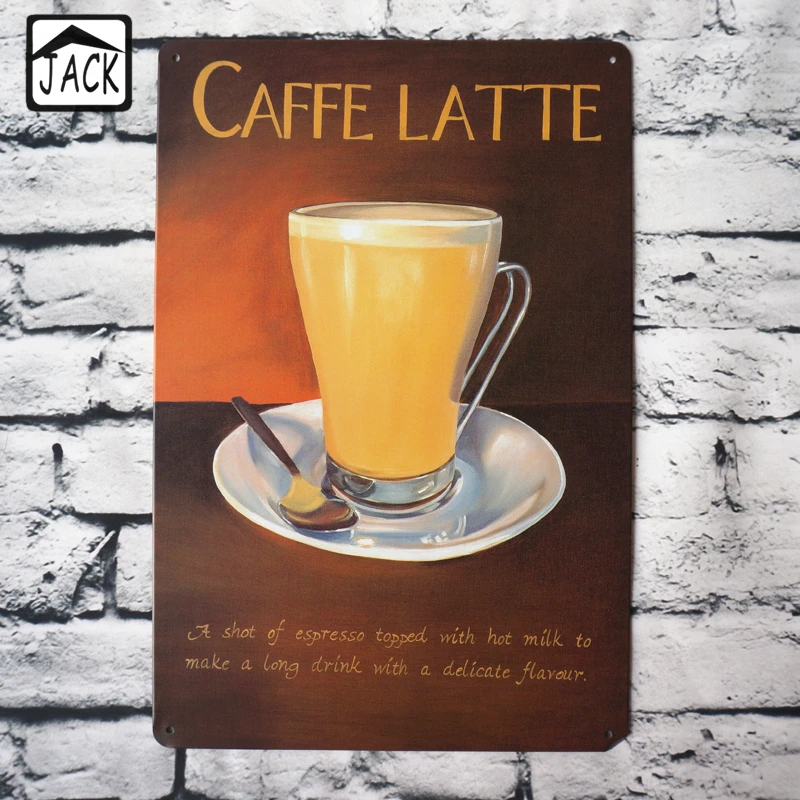 Caffe Latte 20*30 см металлические таблички галерея кофейных тортов настенный бар | Таблички и знаки -32618631863