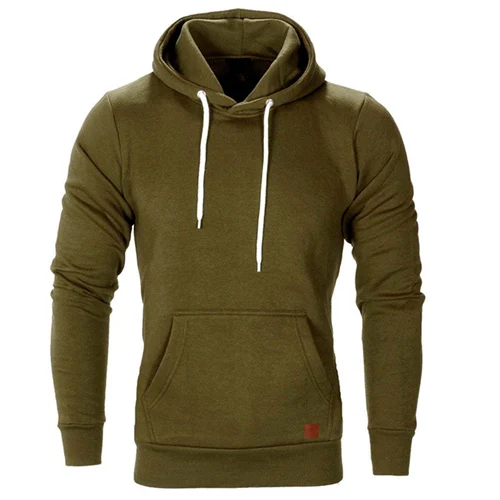 Army Green Мужская Осенняя зимняя Классическая однотонная приталенная Повседневная Спортивная толстовка с длинным рукавом для тренировок - Цвет: Army Green