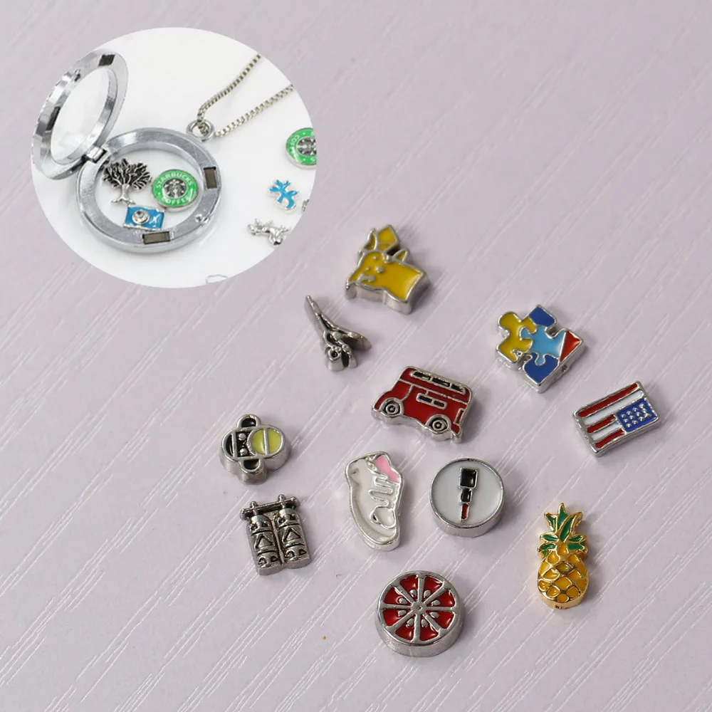 

DoreenBeads Charms For Glass Locket Enamel At Random mix Rhinestone embellishment finding 13mm x10mm-7mm x4mm,5 PCs