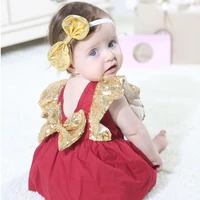 sequin fly sleeve baby romper 2019 summer princess bowknot jumpsuit newborn baby girls sunsuit outfits children clothes 6 24m