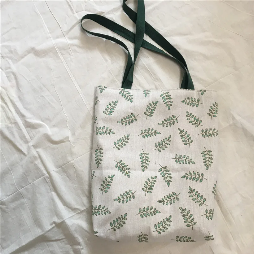 YILE Cotton Linen 2 Sided Eco Shopping Tote Shoulder Bag Green Olive Leaf 8530-6 | Багаж и сумки
