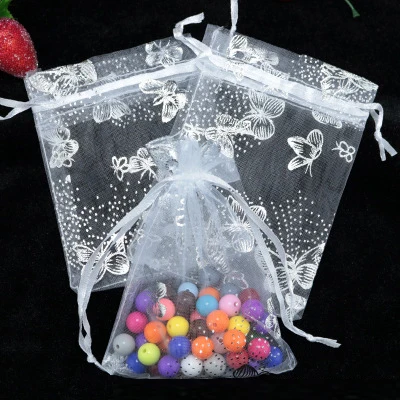 Hot Sale Wholesale 50PCS 13x18cm Organza Bag Butterfly Design Wedding Pouches Jewelry Packaging Bags Mix Color | Дом и сад