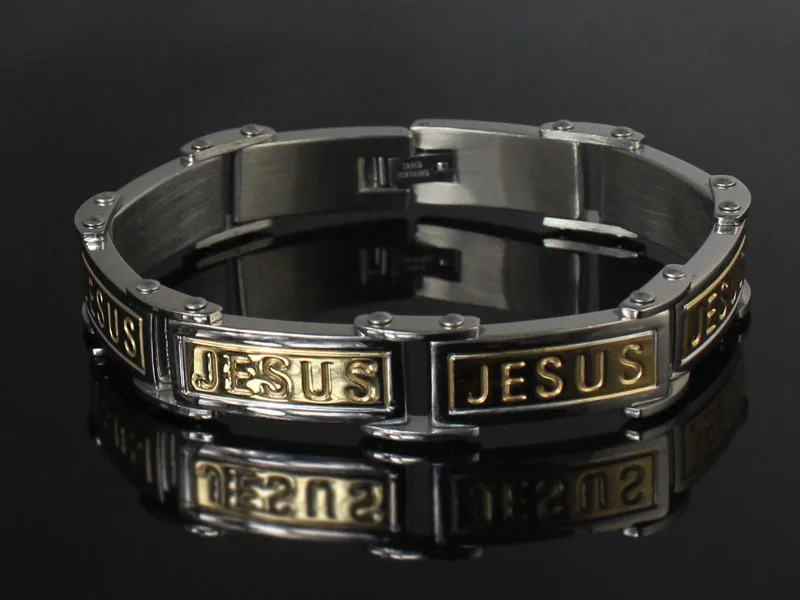Новинка 2017 модные Для мужчин греческие Кристиан Браслеты Нержавеющая сталь