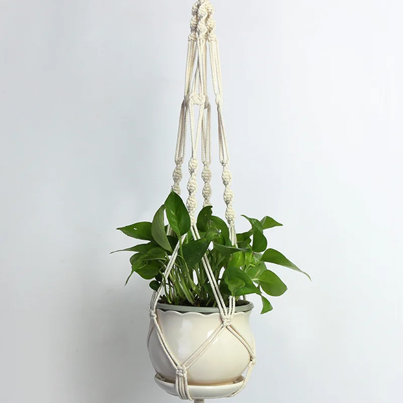 1pcs Horticultural green flower pots all-cotton hemp rope nets net baskets hanging hand-woven | Дом и сад