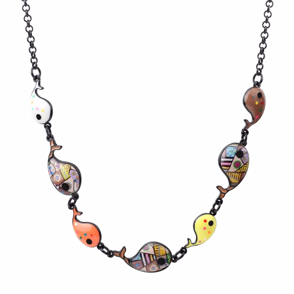 Bonsny Enamel Alloy Ocean Animal Whale Necklace Pendant Chain Choker Collar Novelty Jewelry For Women Girls Gift Party Wholesale | Украшения