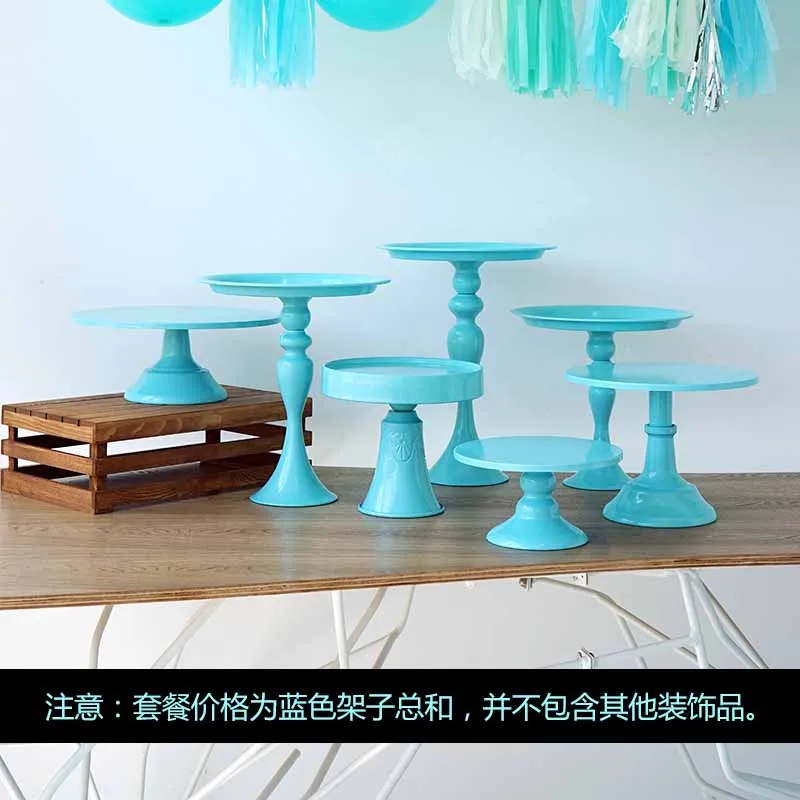 blue 7pcs 7 шт. синие подставки для пирога набор на день рождения мальчика держатель для кексов поднос Свадебный десертный стол pops вечерние поставщик - Цвет: blue 7pcs